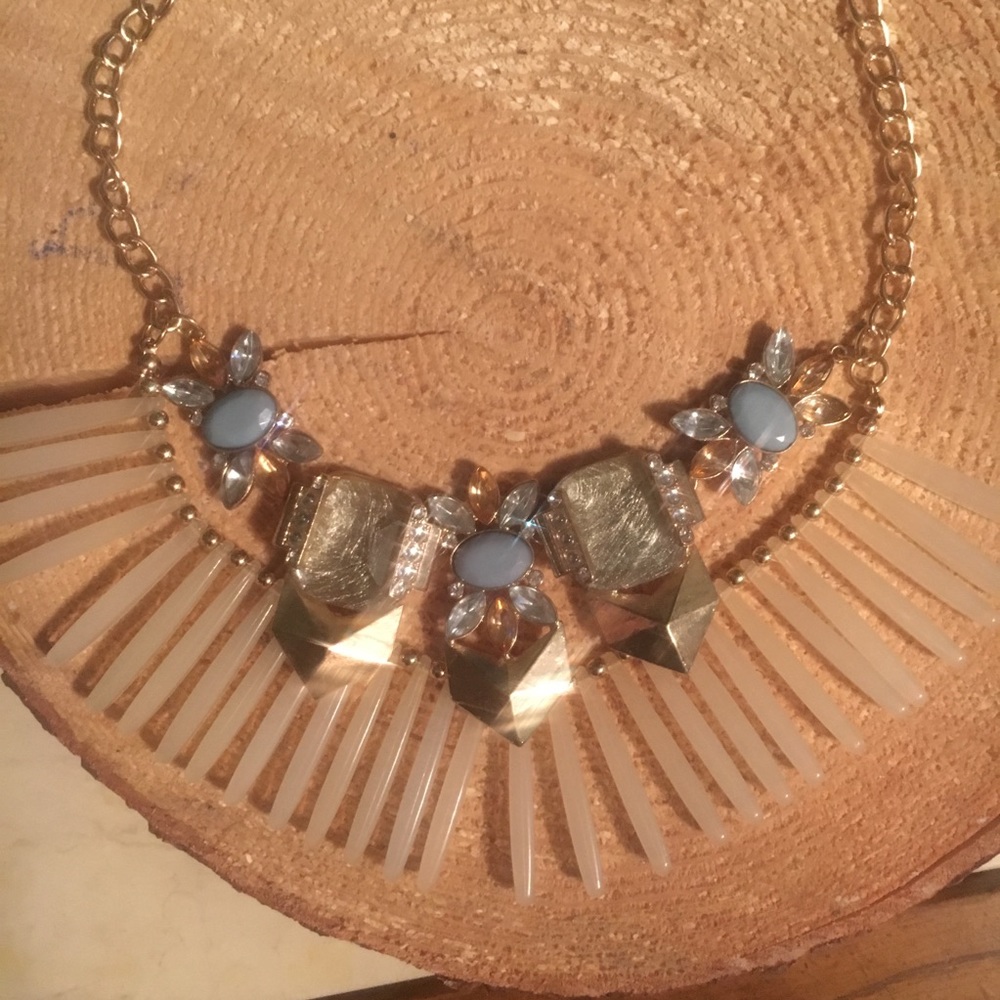 Statement Piece Necklace Gold with Blue accents
